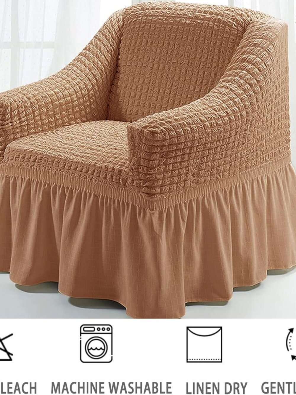 Jeloris Stretch Armchair Slipcover Easy Fitted Sofa Couch Cover with Skirt, Dura